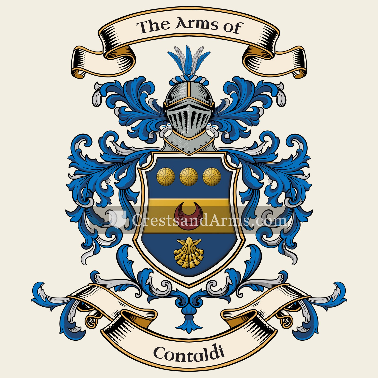 The Contaldi coat of arms, drawn from the recorded blazon
