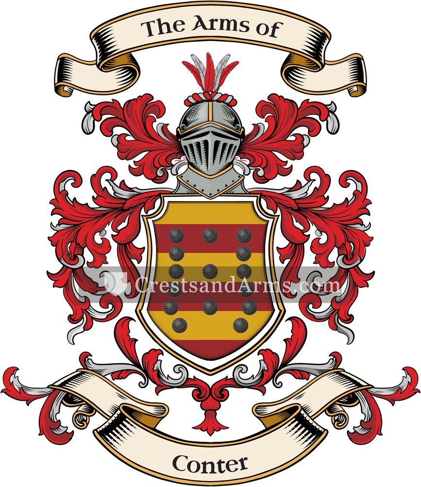 The Conter coat of arms, drawn from the recorded blazon