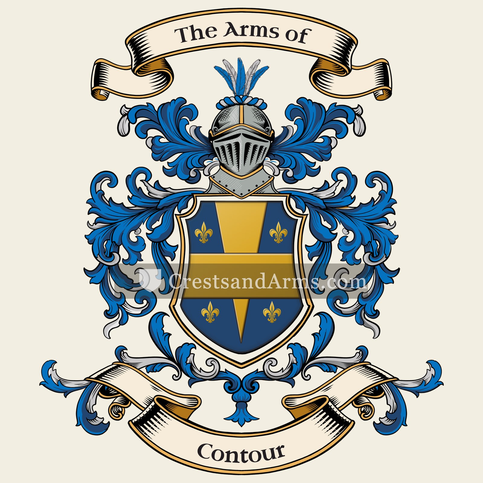 The Contour coat of arms, drawn from the recorded blazon