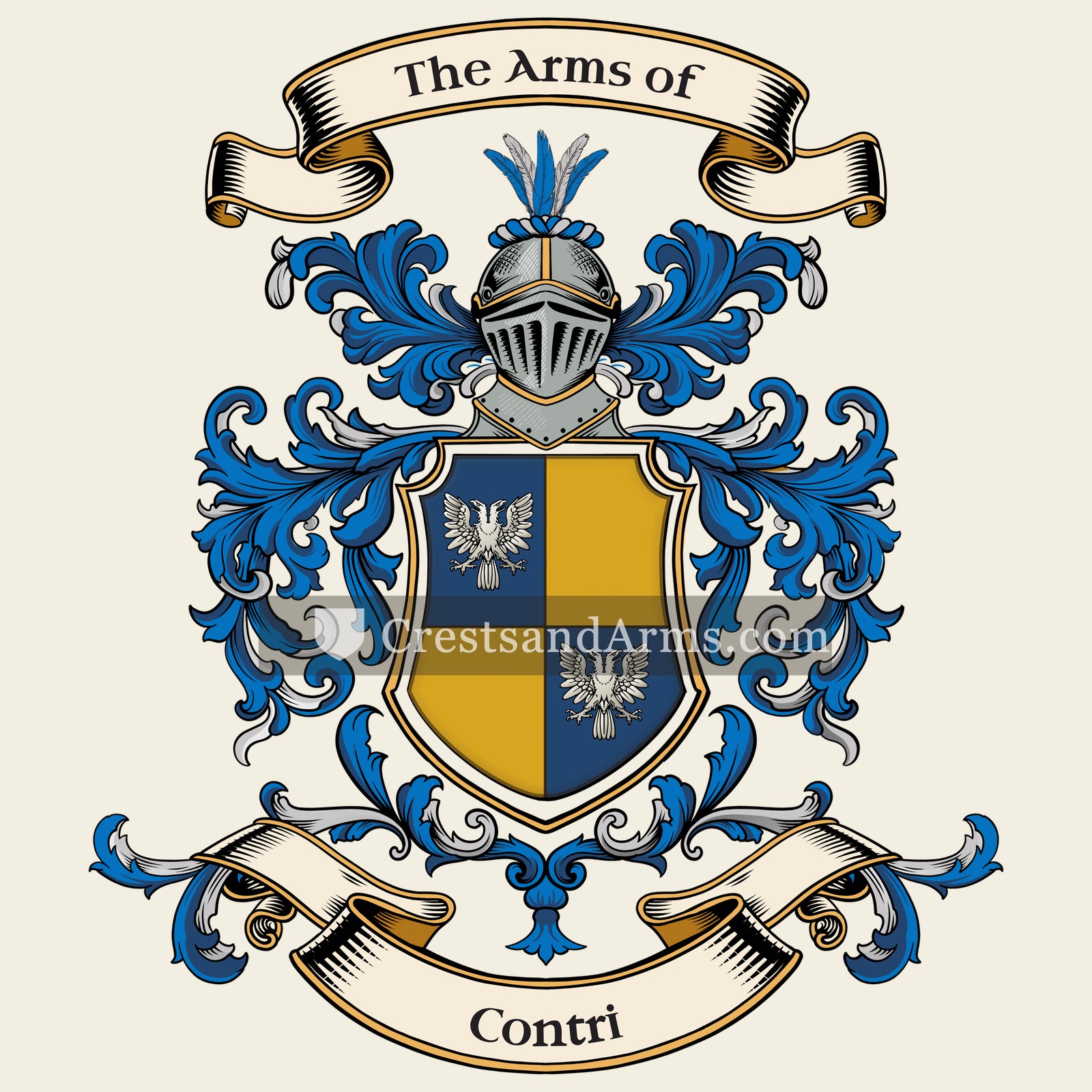 The Contri coat of arms, drawn from the recorded blazon