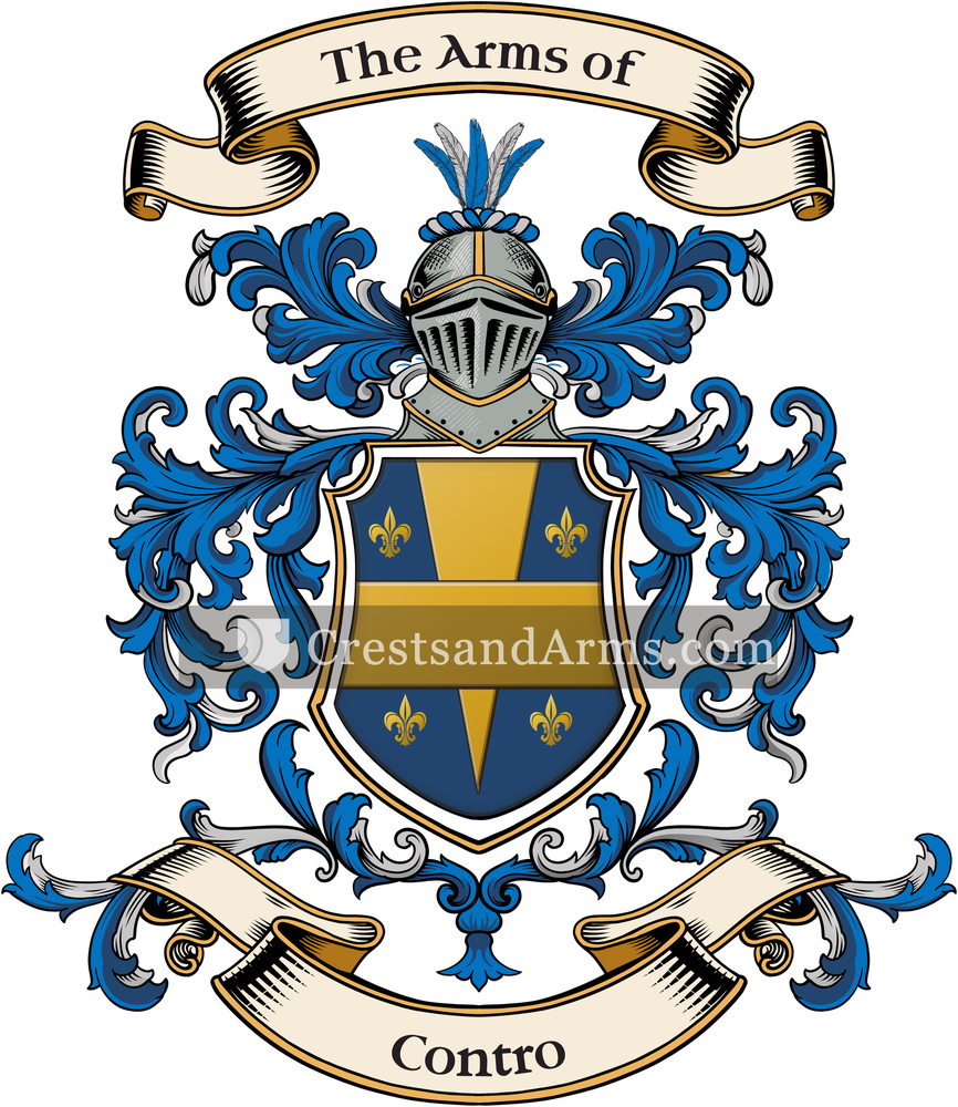 The Contro coat of arms, drawn from the recorded blazon
