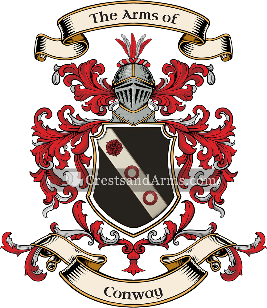 The Conway coat of arms, drawn from the recorded blazon