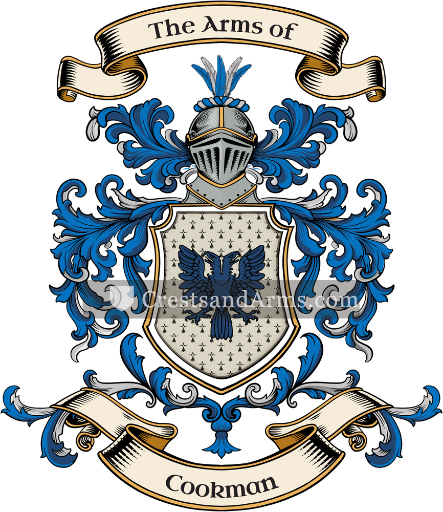The Cookman coat of arms, drawn from the recorded blazon