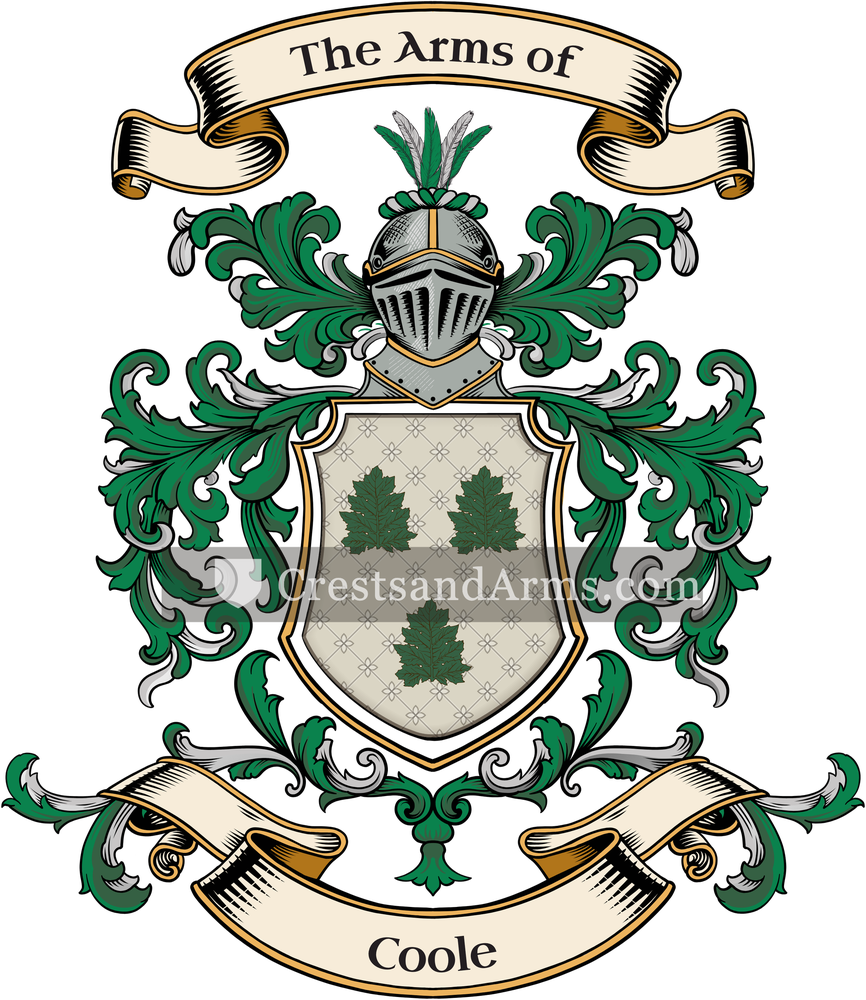 The Coole coat of arms, drawn from the recorded blazon