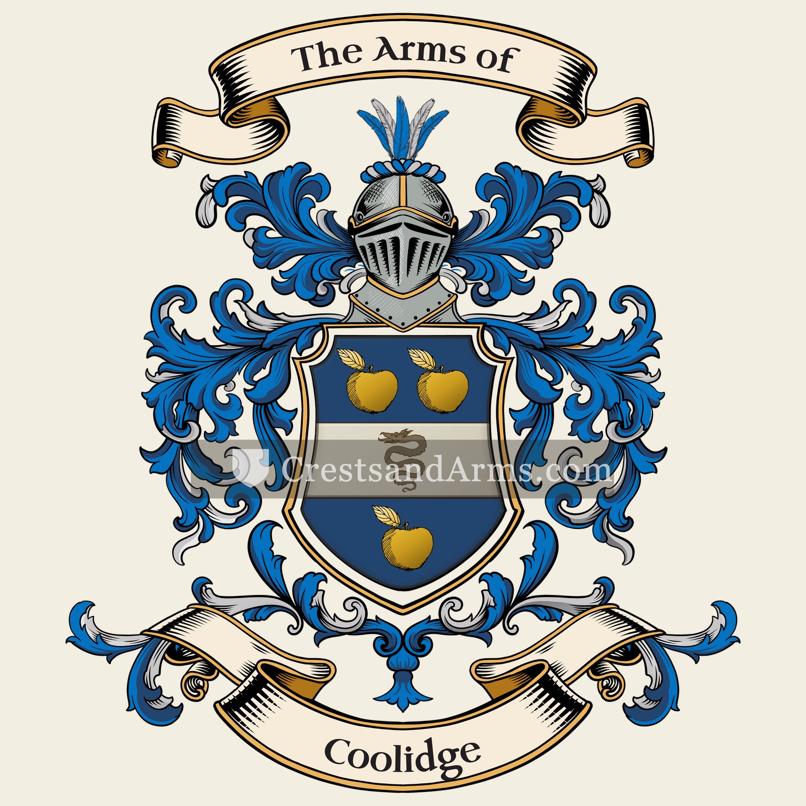 The Coolidge coat of arms, drawn from the recorded blazon