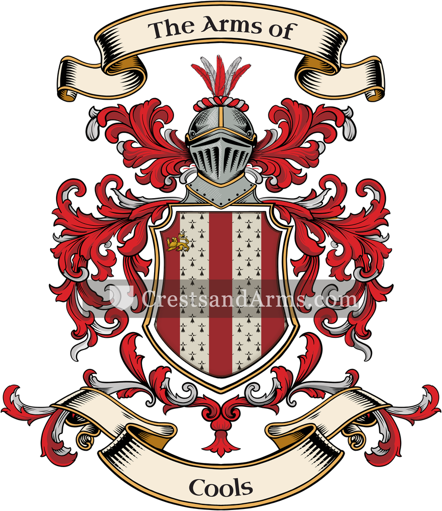 The Cools coat of arms, drawn from the recorded blazon