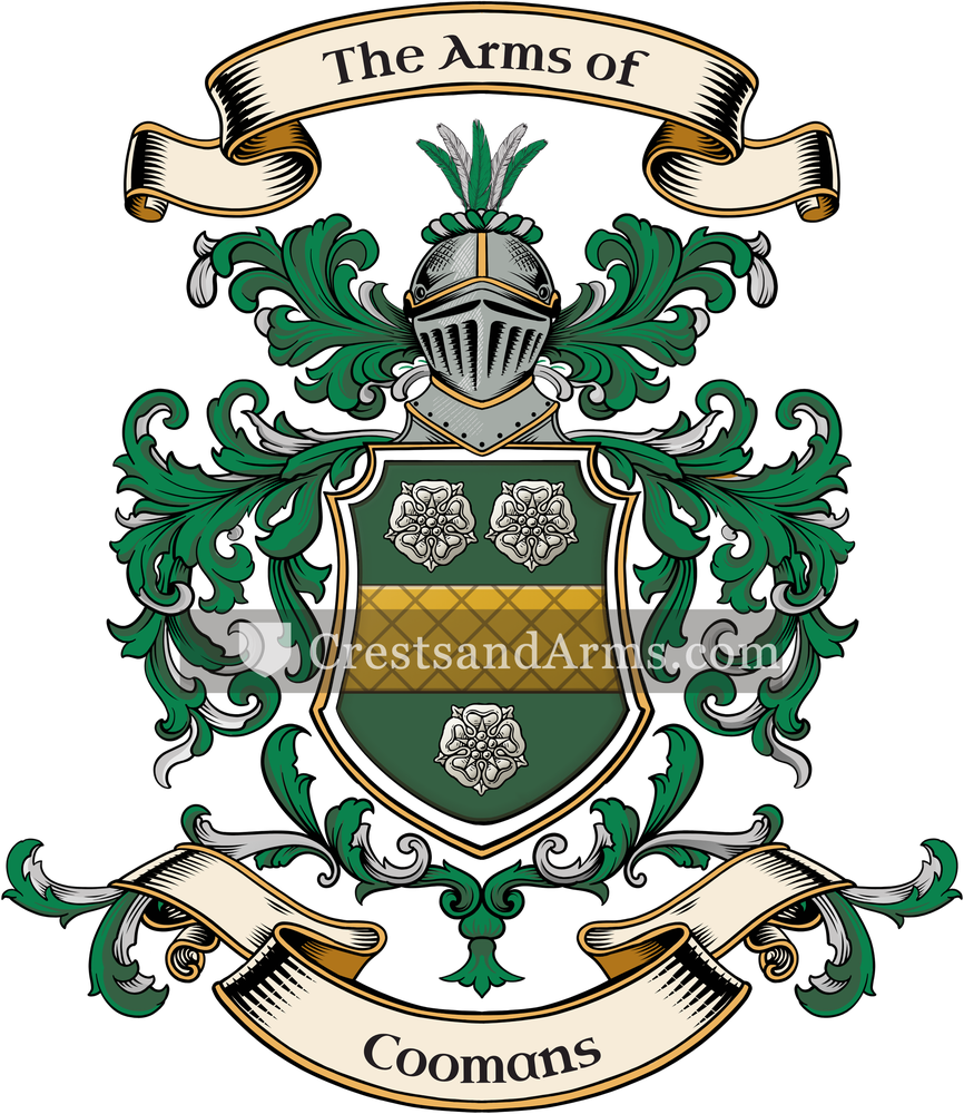 The Coomans coat of arms, drawn from the recorded blazon