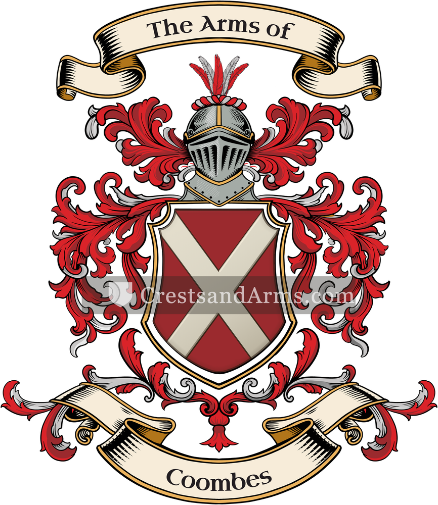 The Coombes coat of arms, drawn from the recorded blazon