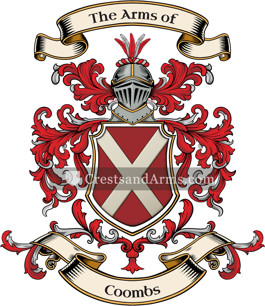 The Coombs coat of arms, drawn from the recorded blazon