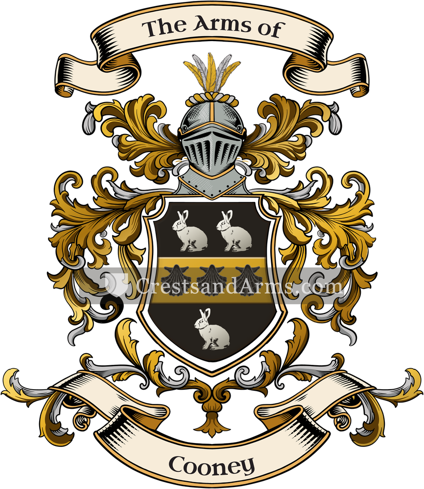 The Cooney coat of arms, drawn from the recorded blazon
