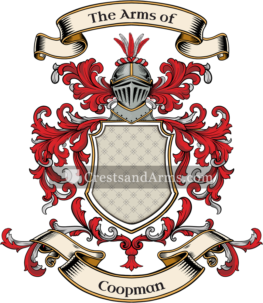 The Coopman coat of arms, drawn from the recorded blazon