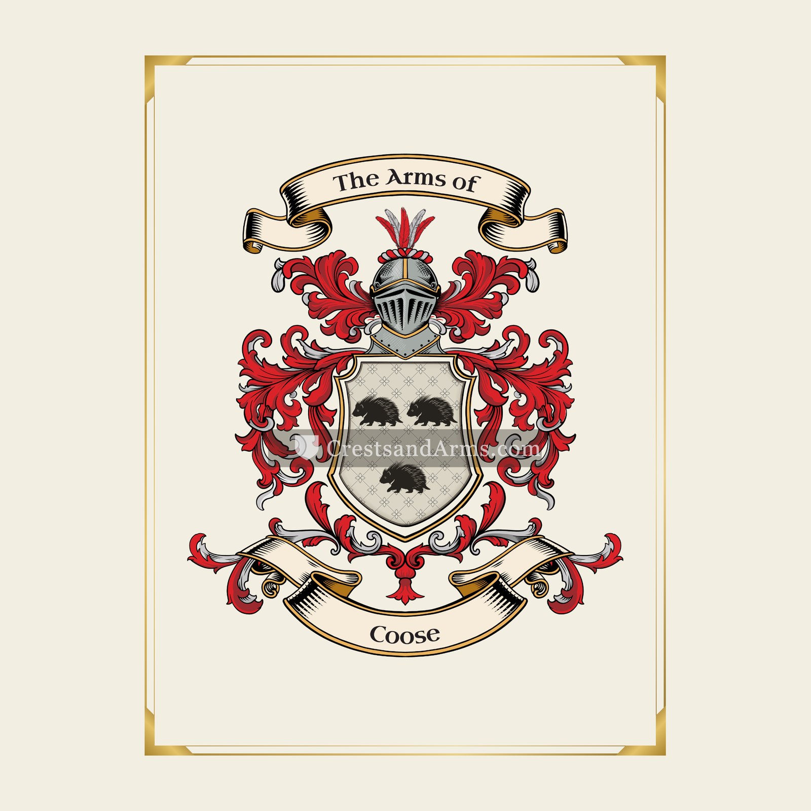 With gold border