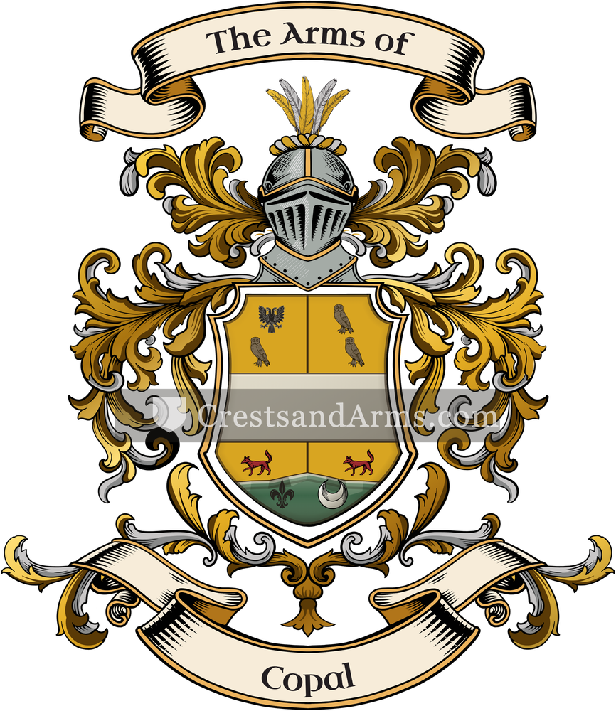 The Copal coat of arms, drawn from the recorded blazon