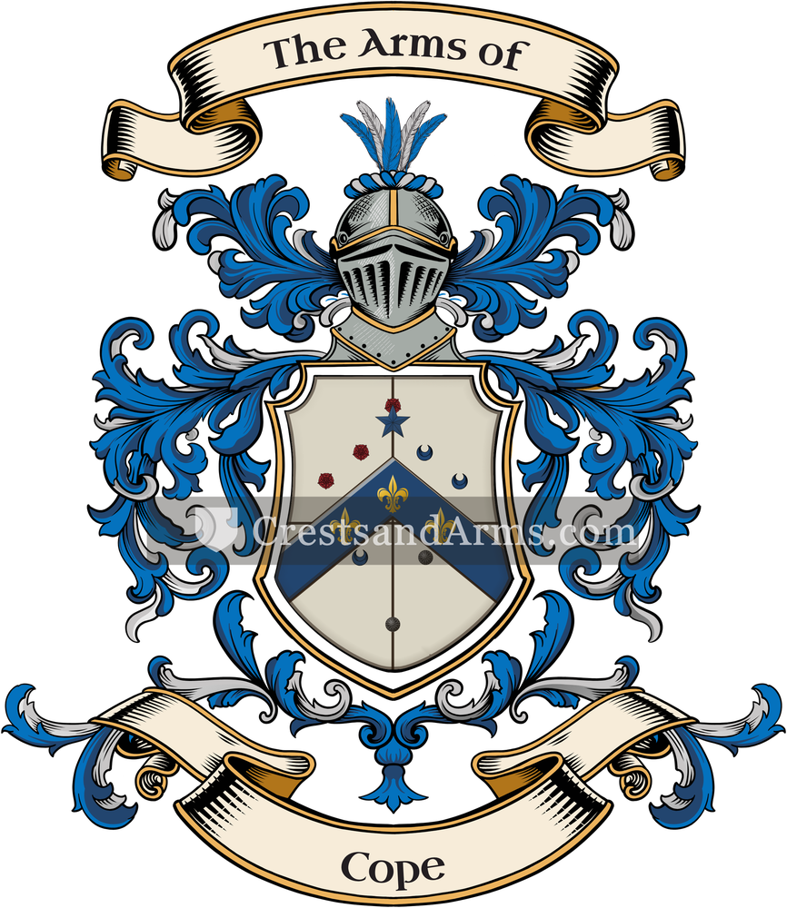 The Cope coat of arms, drawn from the recorded blazon