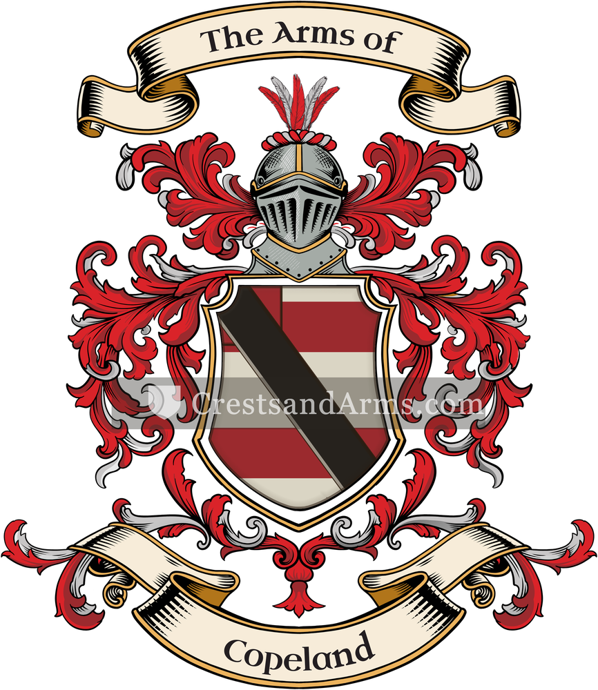 The Copeland coat of arms, drawn from the recorded blazon