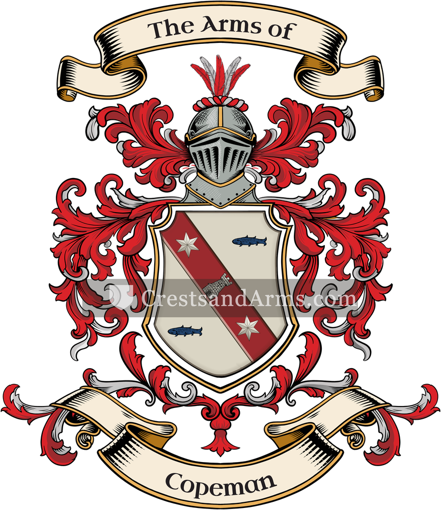 The Copeman coat of arms, drawn from the recorded blazon