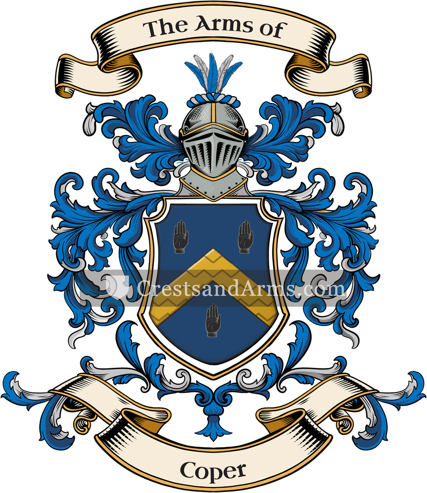 The Coper coat of arms, drawn from the recorded blazon