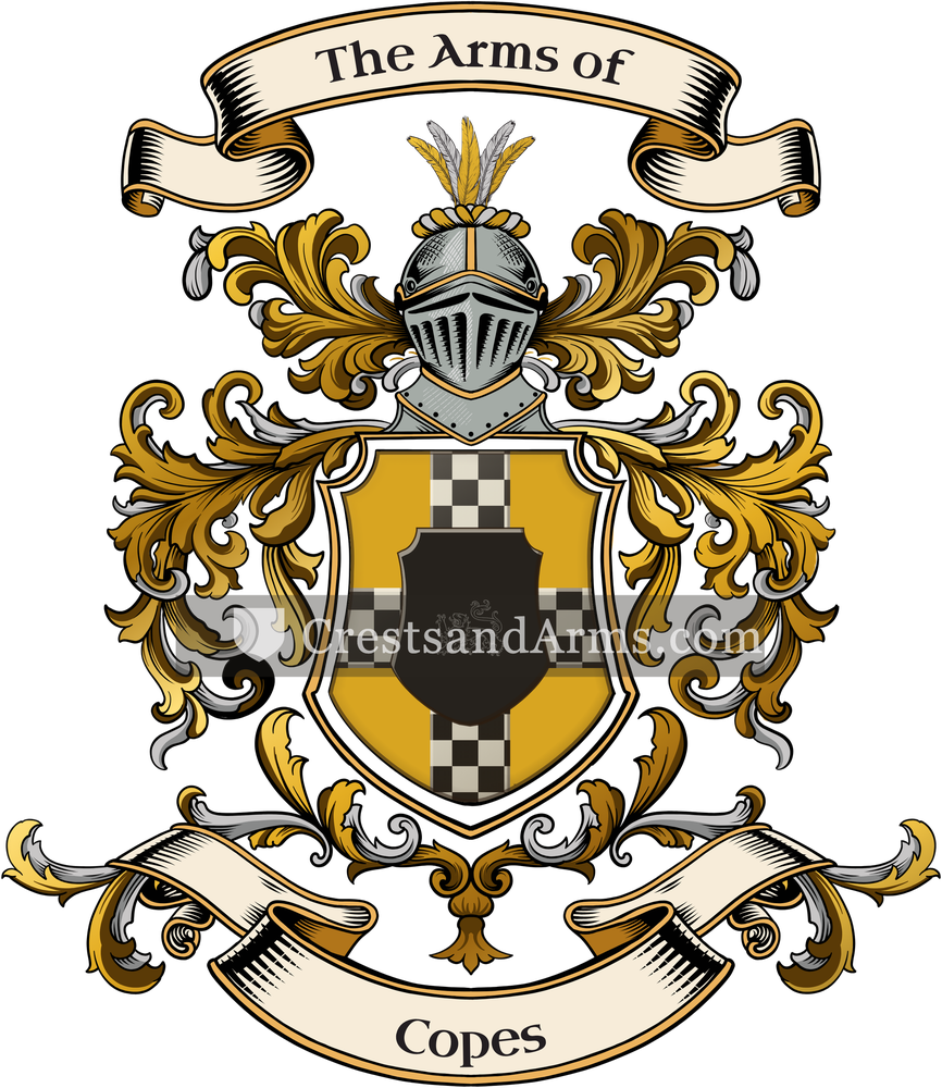 The Copes coat of arms, drawn from the recorded blazon