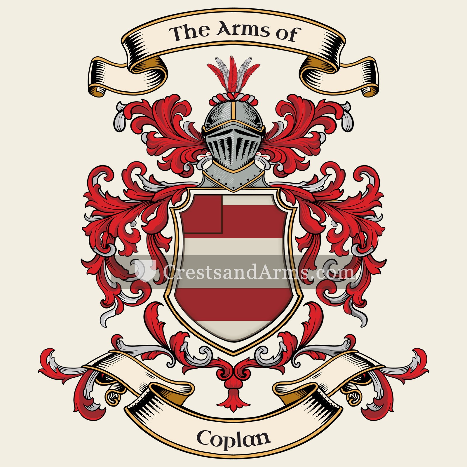 The Coplan coat of arms, drawn from the recorded blazon