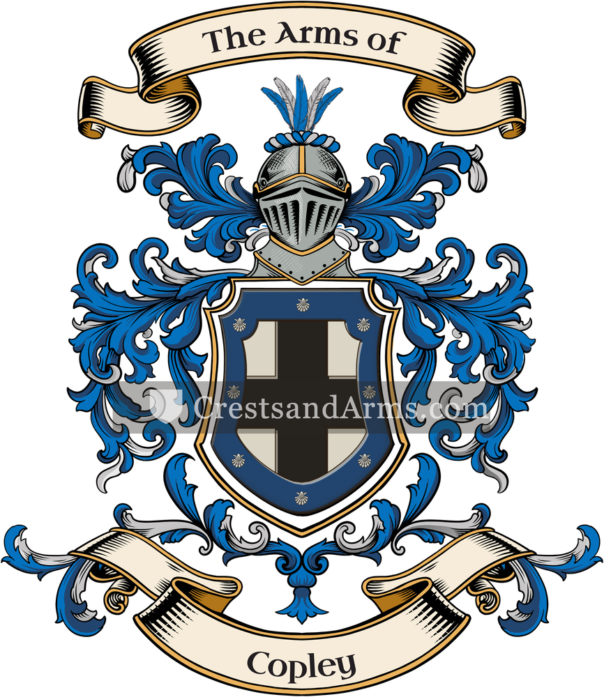 The Copley coat of arms, drawn from the recorded blazon