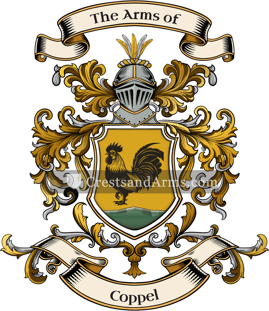 The Coppel coat of arms, drawn from the recorded blazon