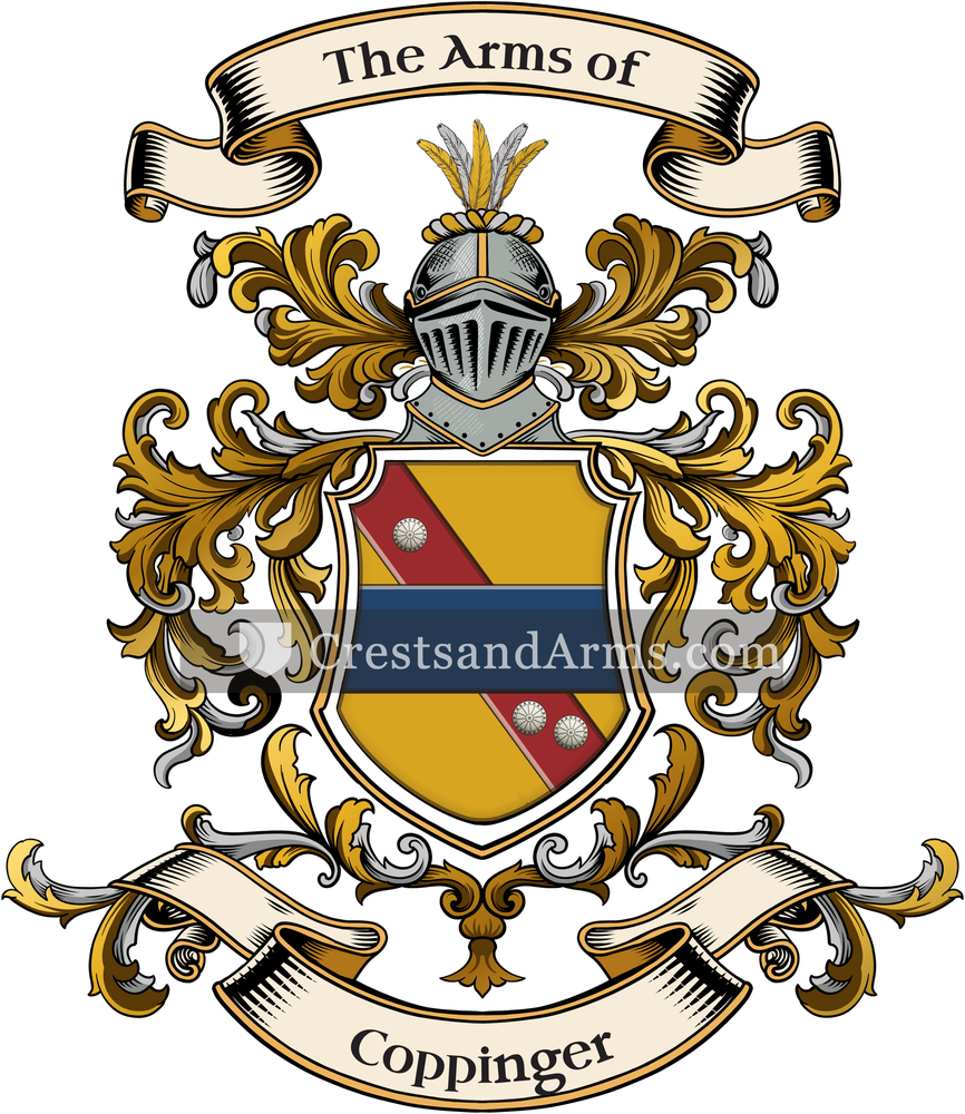 The Coppinger coat of arms, drawn from the recorded blazon
