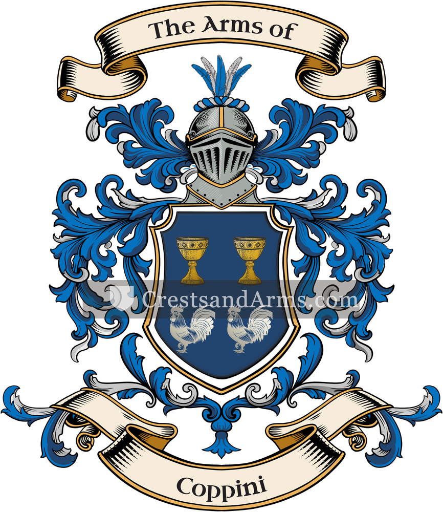 The Coppini coat of arms, drawn from the recorded blazon