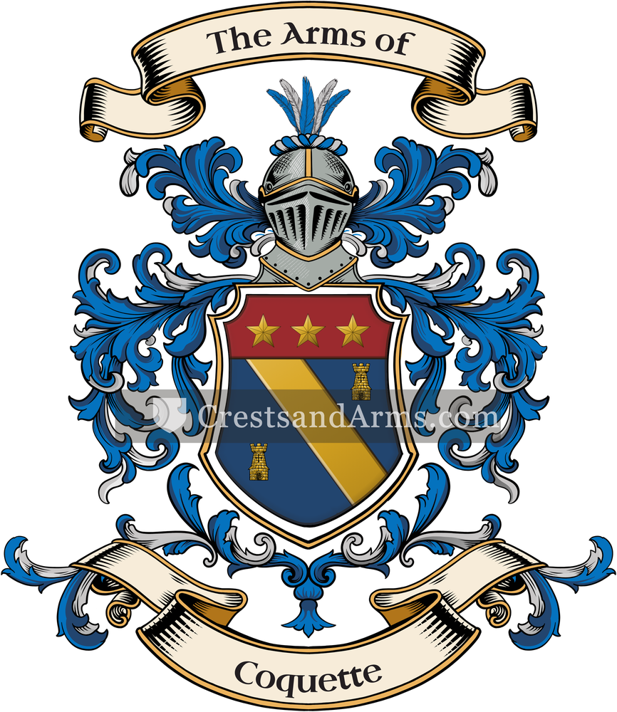 The Coquette coat of arms, drawn from the recorded blazon
