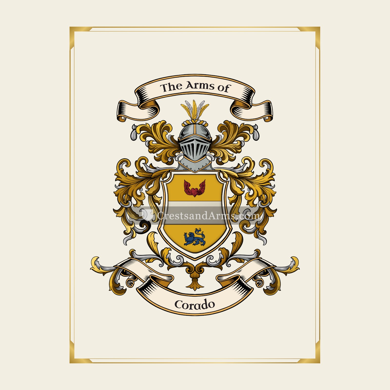 With gold border