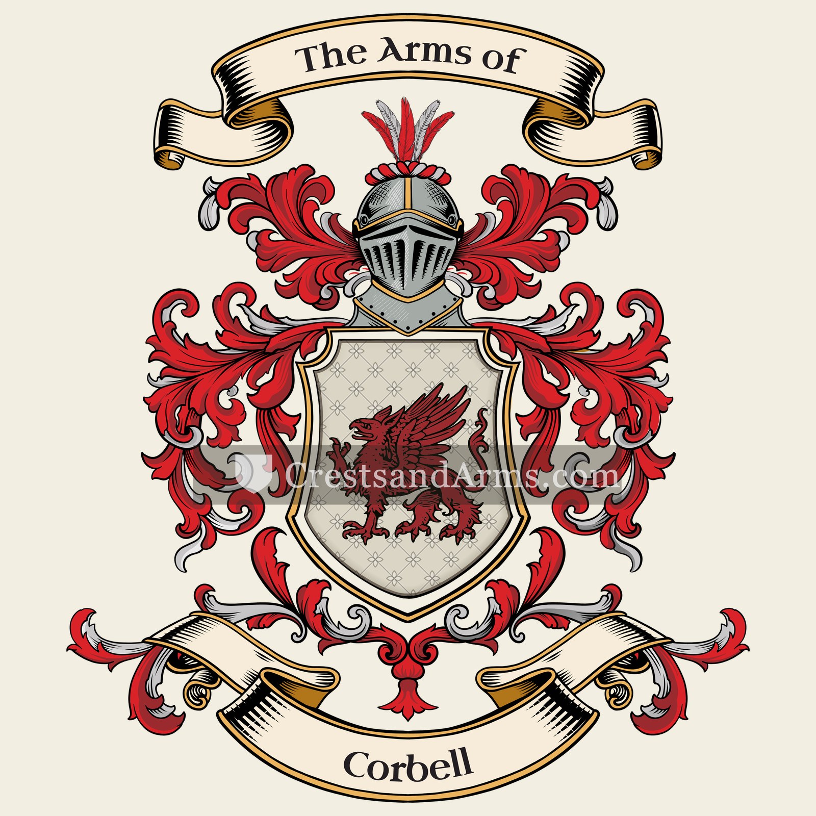 The Corbell coat of arms, drawn from the recorded blazon