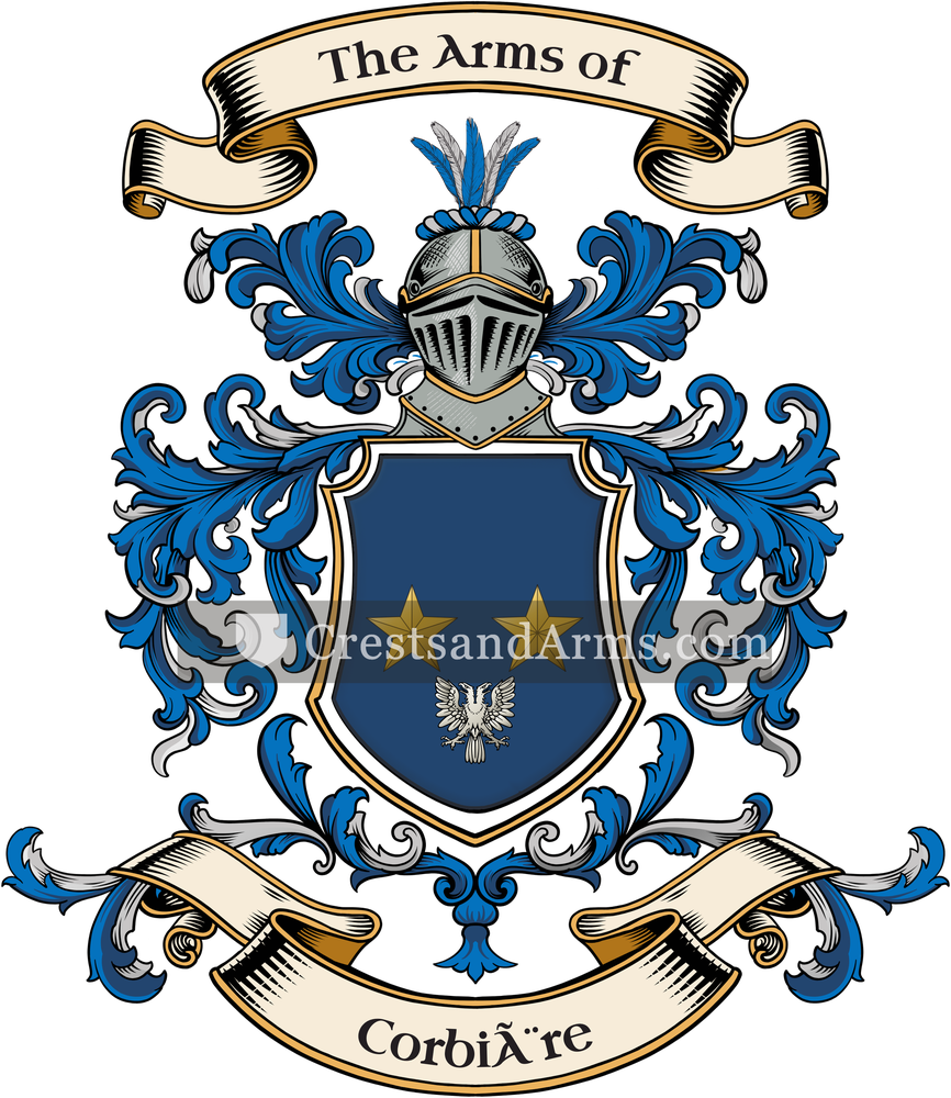 The Corbière coat of arms, drawn from the recorded blazon