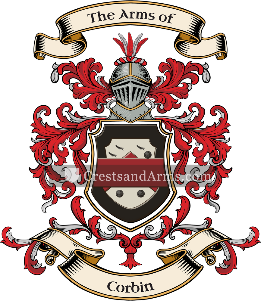 The Corbin coat of arms, drawn from the recorded blazon