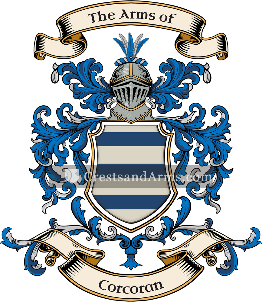 The Corcoran coat of arms, drawn from the recorded blazon