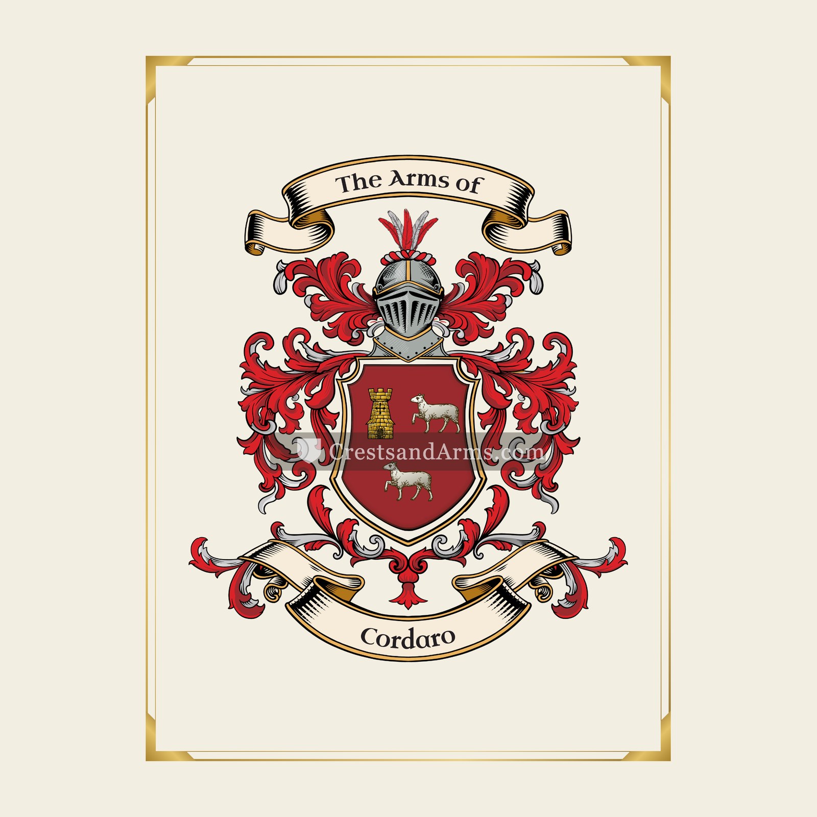 With gold border