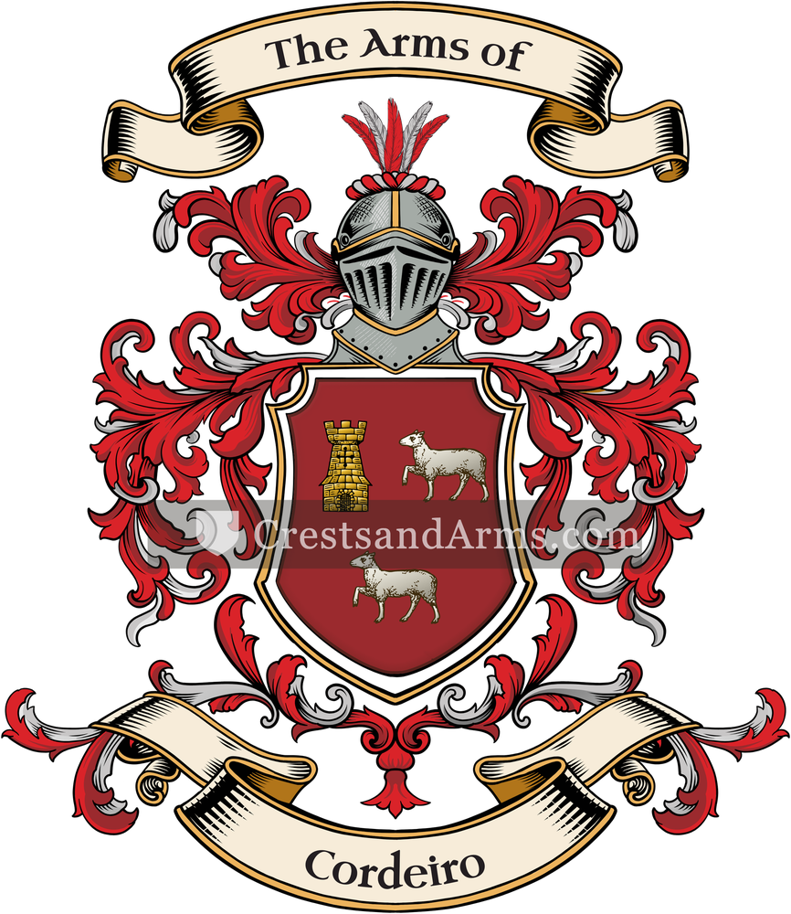The Cordeiro coat of arms, drawn from the recorded blazon