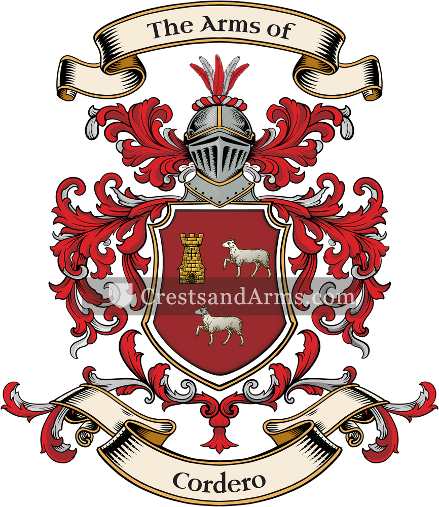 The Cordero coat of arms, drawn from the recorded blazon