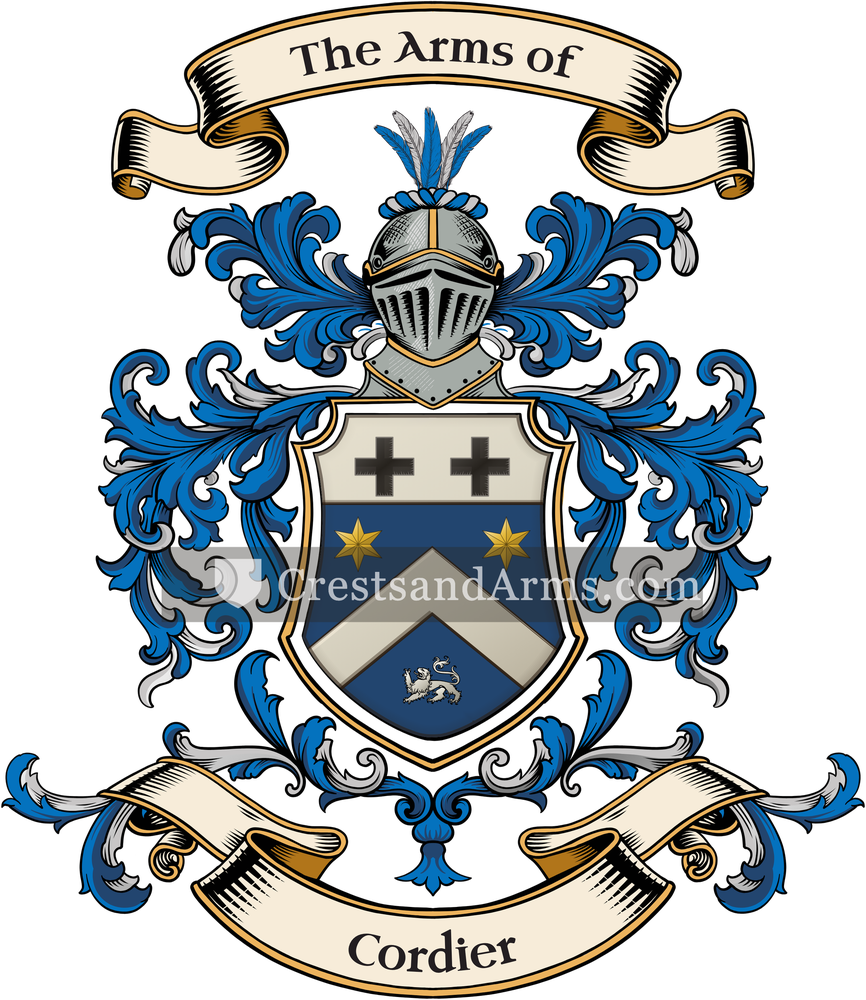 The Cordier coat of arms, drawn from the recorded blazon