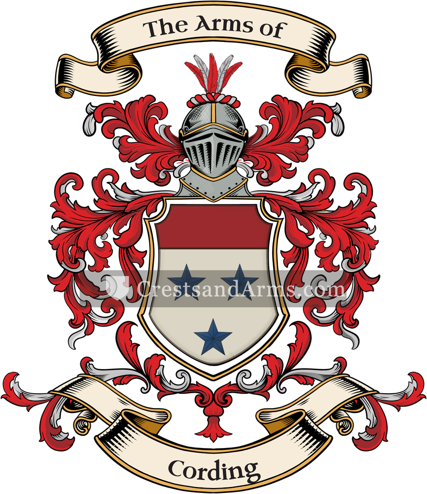 The Cording coat of arms, drawn from the recorded blazon
