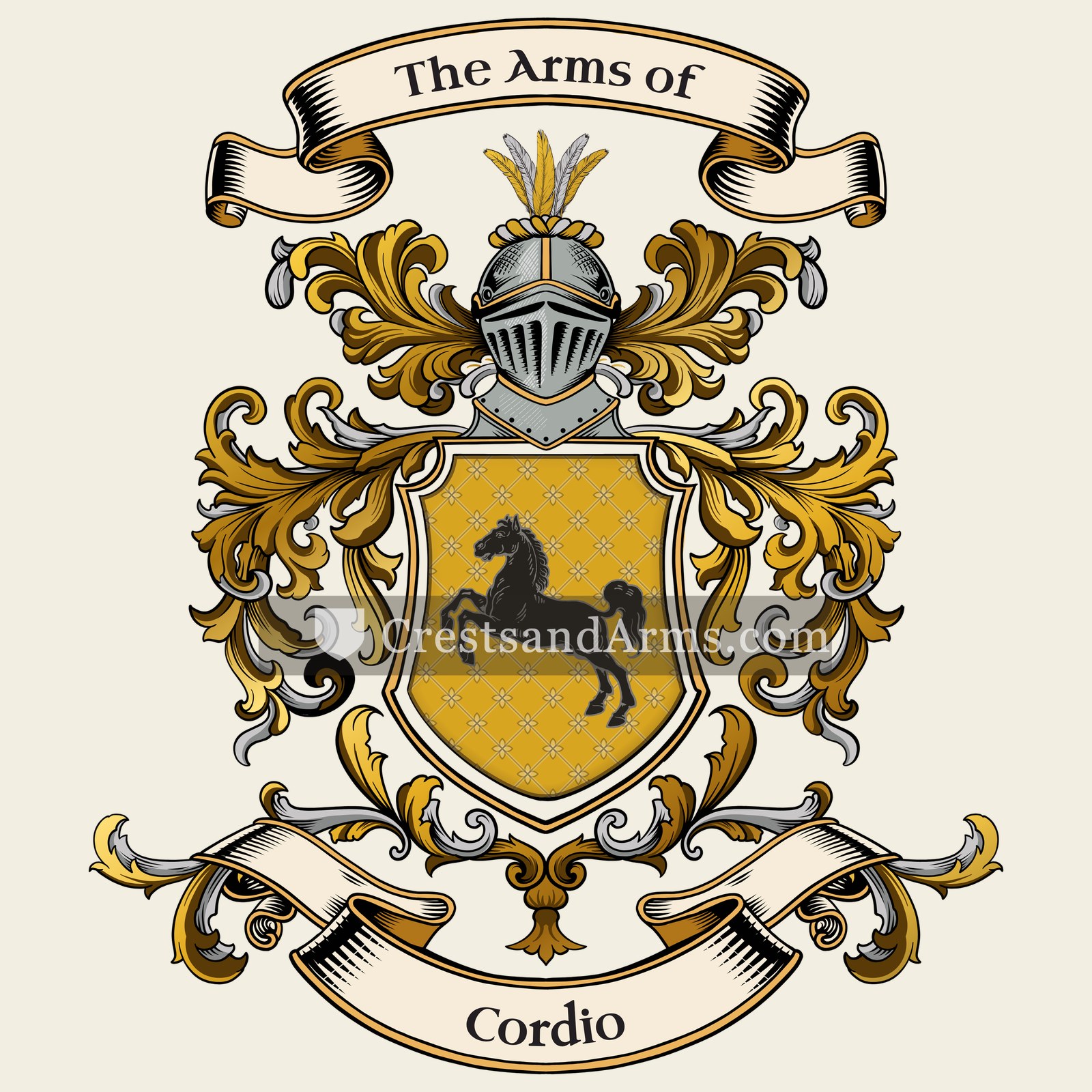 The Cordio coat of arms, drawn from the recorded blazon