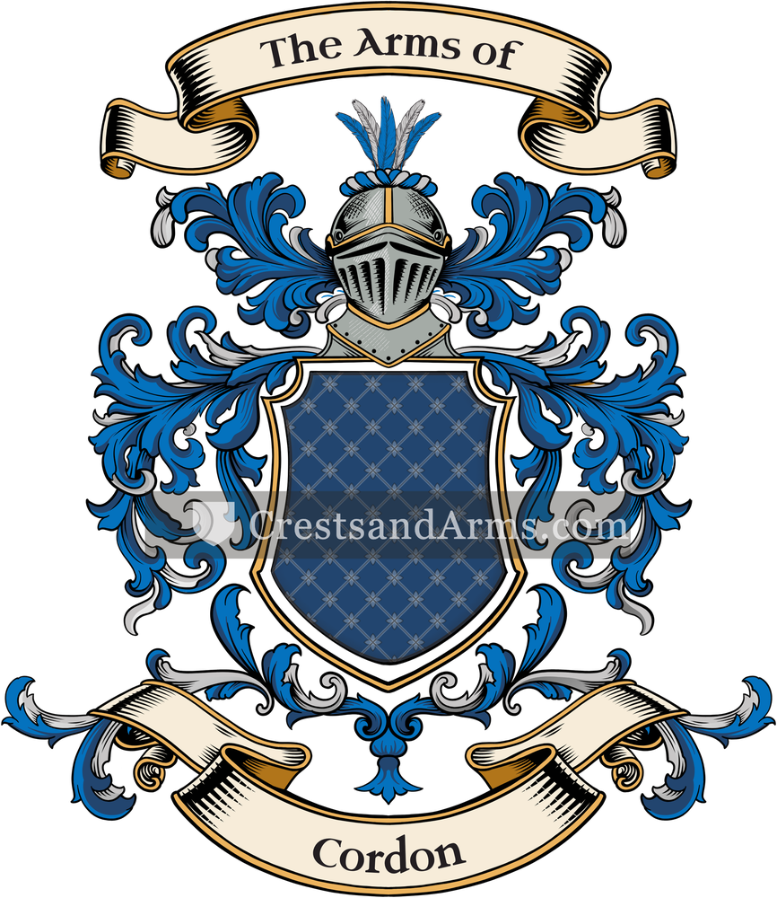 The Cordon coat of arms, drawn from the recorded blazon