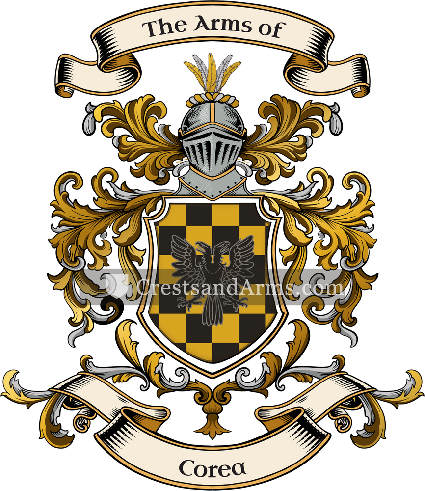The Corea coat of arms, drawn from the recorded blazon