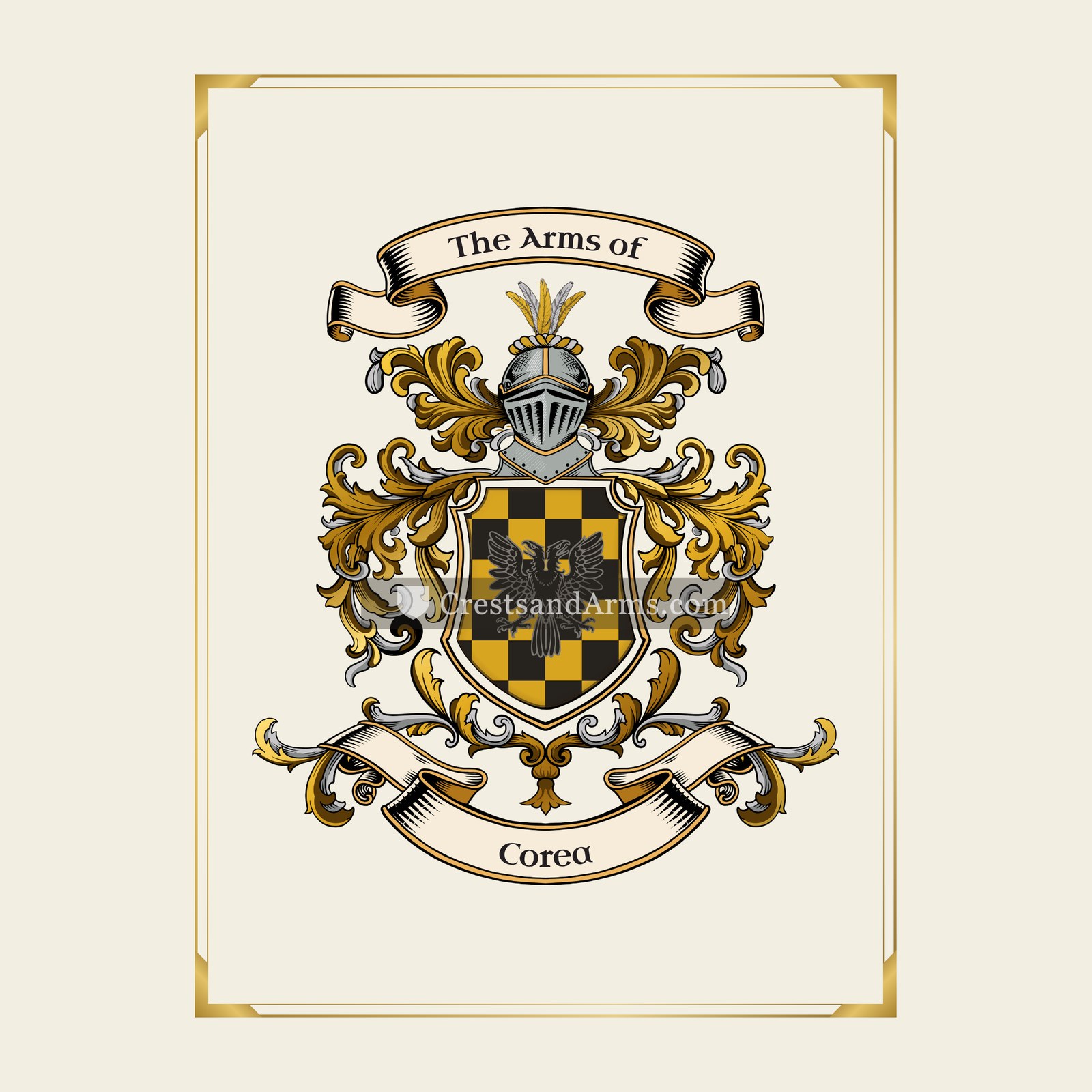 With gold border