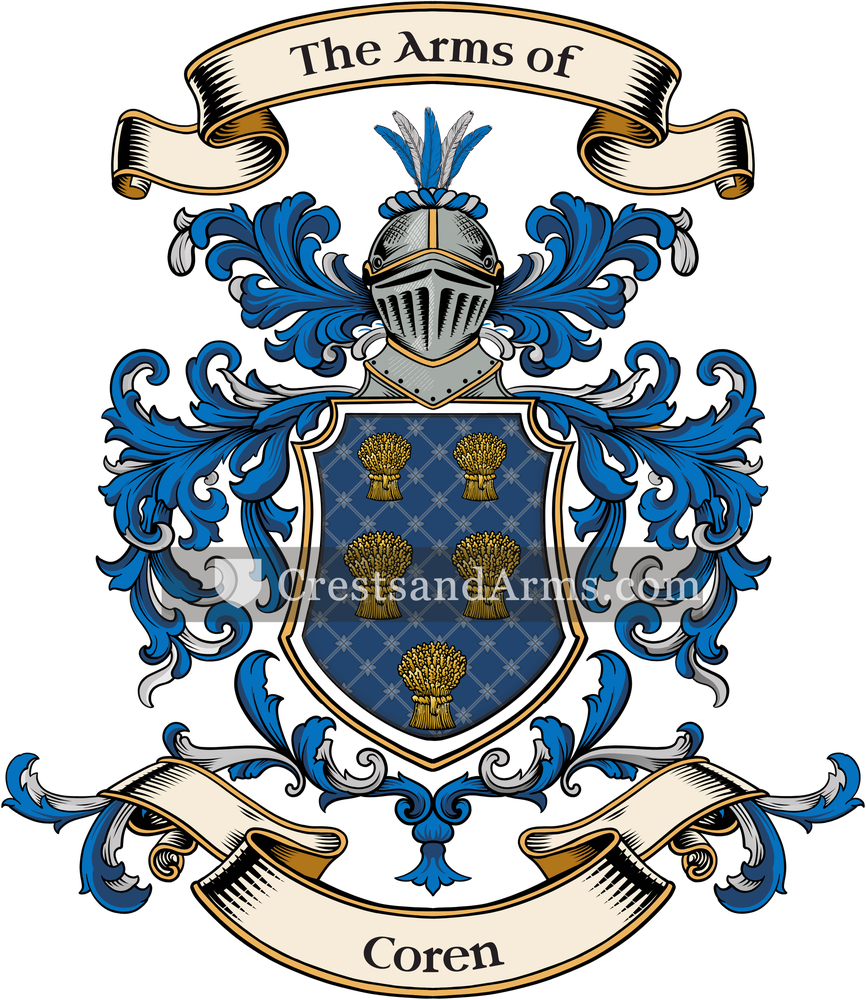 The Coren coat of arms, drawn from the recorded blazon