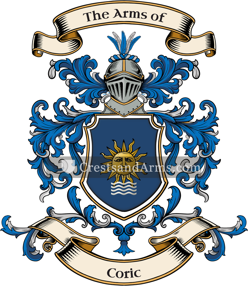 The Coric coat of arms, drawn from the recorded blazon
