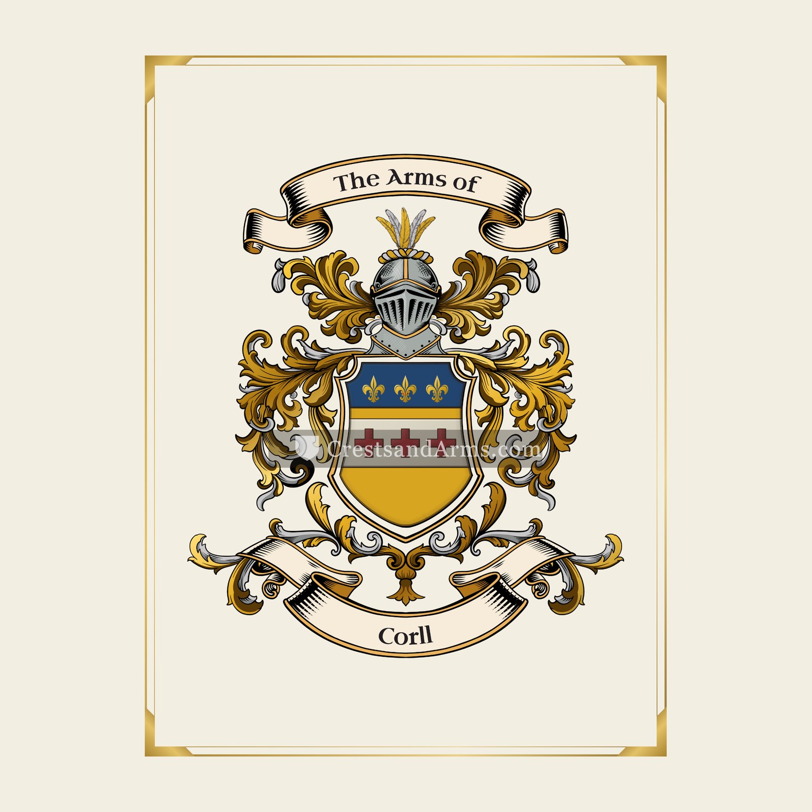 With gold border