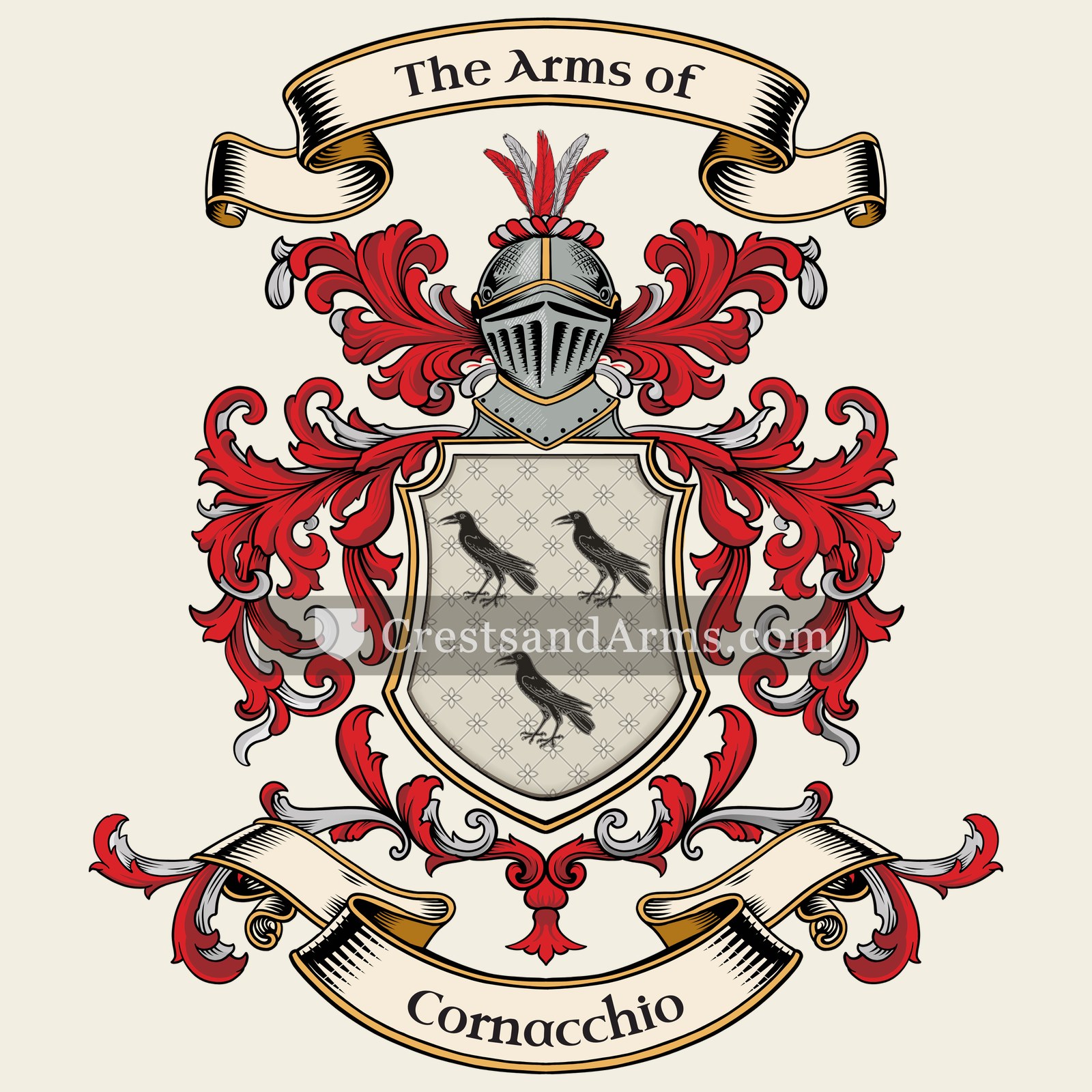 The Cornacchio coat of arms, drawn from the recorded blazon