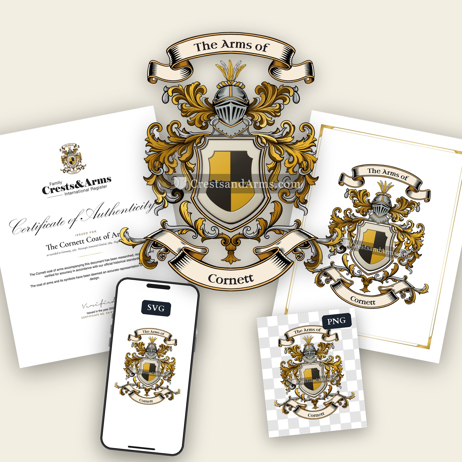 The Cornett arms on the coat of arms — digital pack