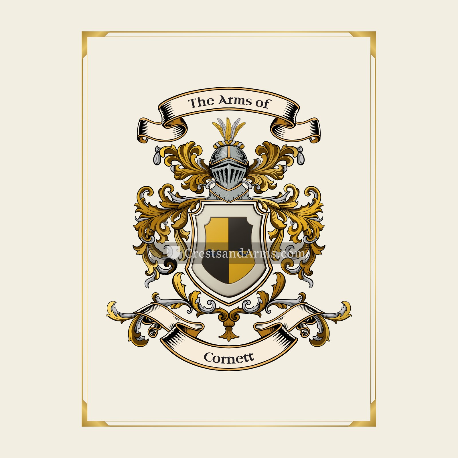 With gold border
