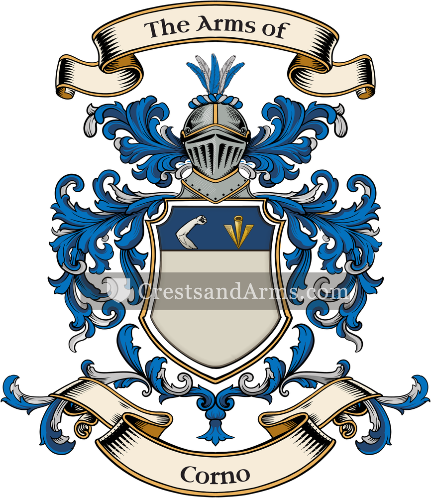 The Corno coat of arms, drawn from the recorded blazon