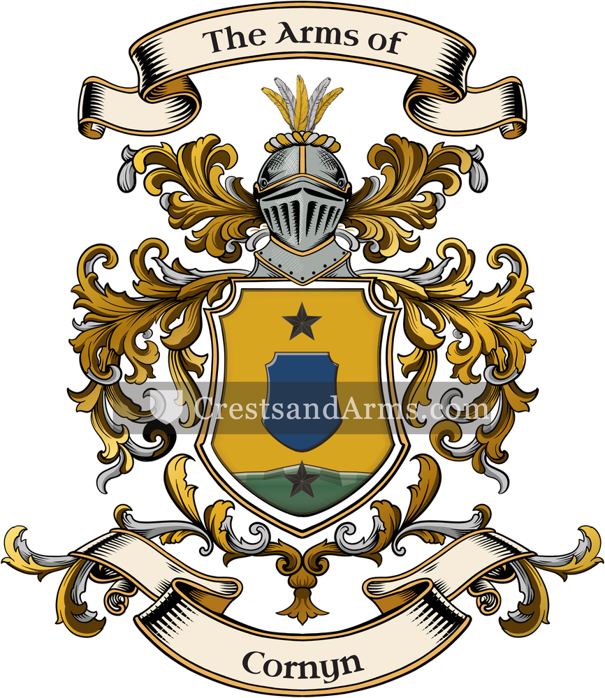 The Cornyn coat of arms, drawn from the recorded blazon